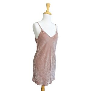 Reformation Larson Velvet Sleeveless Mini Slip Dress Blush Pink XS
